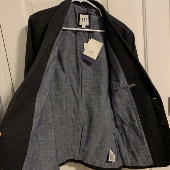GAP Mens Dark Charcoal Cotton Blend Lined Blazer Size Small - Picture 6 of 9